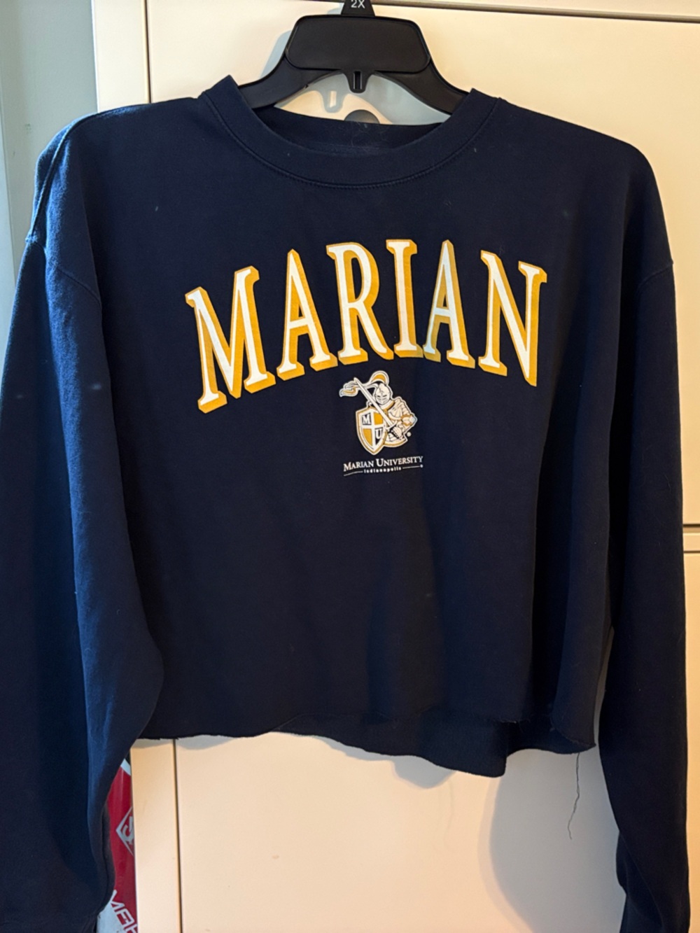Blue 84 Navy Crewneck with Gold Marian Applique